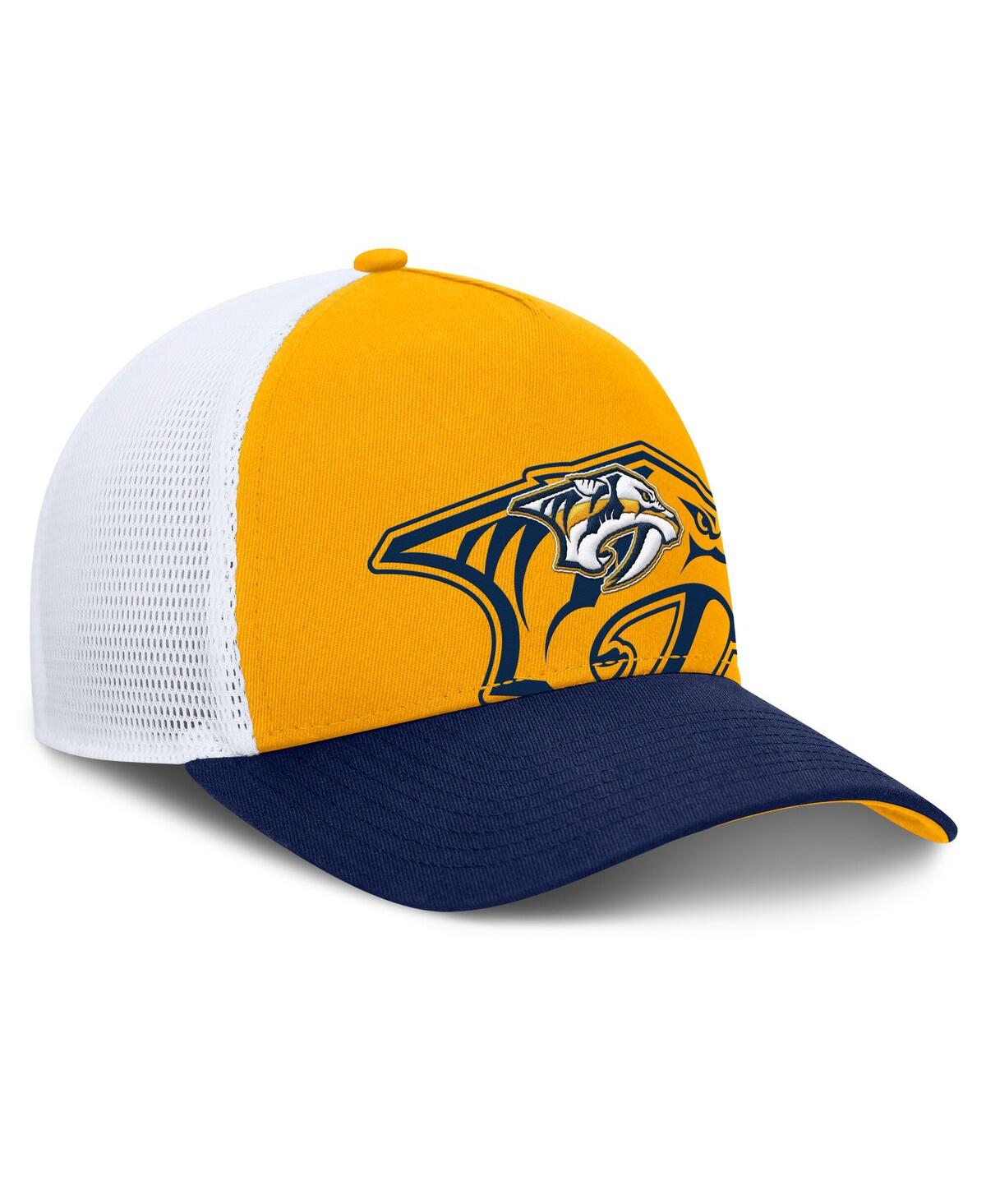 Fanatics Men's Gold/navy Nashville Predators Authentic Pro A-frame Rink Adjustable Hat In Gold,navy