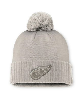 Fanatics - Women's Tan Detroit Red Wings Authentic Pro Road Cuffed Knit Hat with Pom