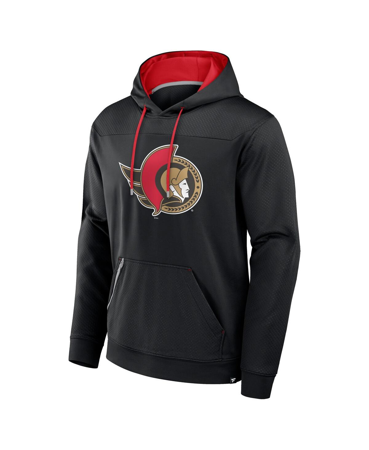 Fanatics Men's Black Ottawa Senators Defender Pullover Hoodie In Black