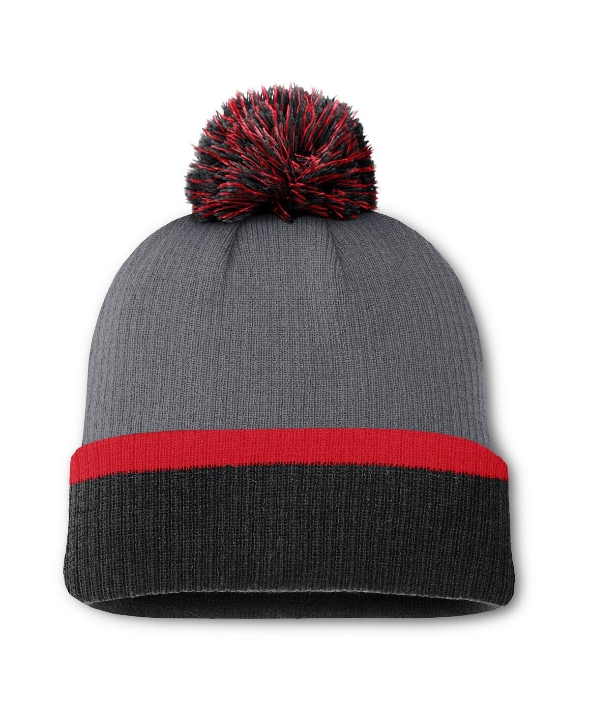 Fanatics Women's Charcoal Detroit Red Wings Cuffed Knit Hat With Pom In Charcoal