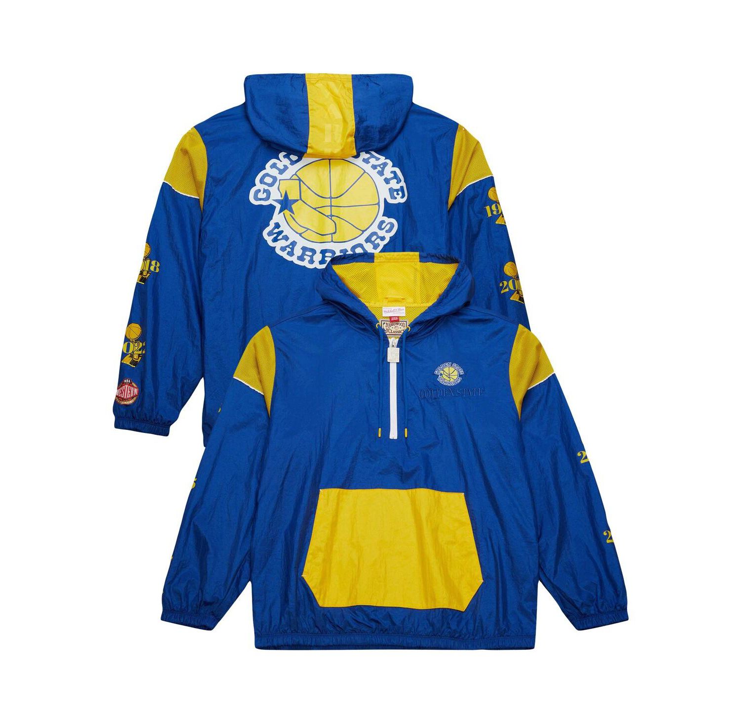 Men's and Women's Royal Golden State Warriors Hardwood Classics Team OG 3.0 Anorak Half-Zip Windbreaker Jacket