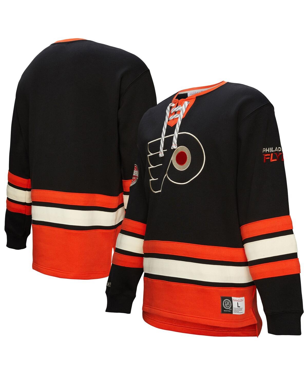 Mitchell & Ness Men's Black Philadelphia Flyers Heritage Lace-up Pullover Sweatshirt In Black