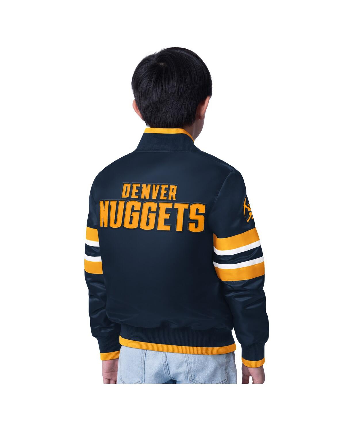 Starter Youth Navy Denver Nuggets Scout Varsity Full-snap Jacket In Navy