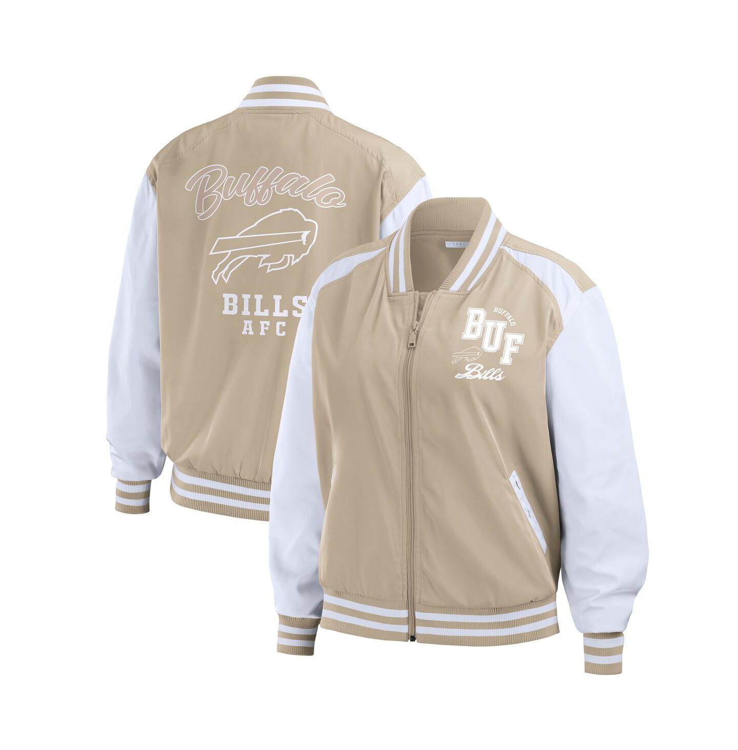 Женская куртка WEAR by Erin Andrews Tan Buffalo Bills Tonal Full-Zip Bomber — фото 1
