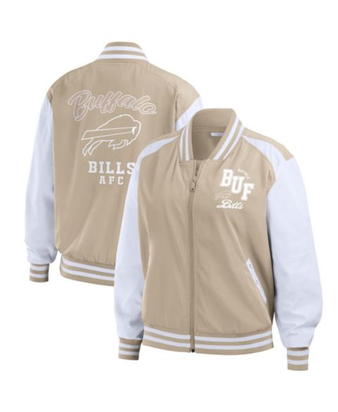 Женские куртки WEAR by Erin Andrews Women's Tan Buffalo Bills Tonal Full-Zip Bomber Jacket