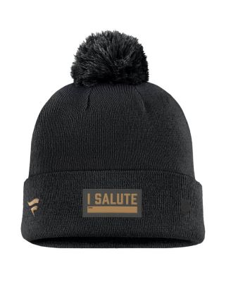 Men's Black Pittsburgh Penguins Military Appreciation Cuffed Knit Hat with Pom