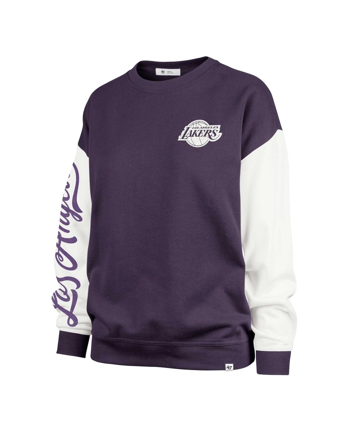 47 Brand Women's Oversized Pullover Sweatshirt Purple Los Angeles Lakers Rise Andie Pullover Sweatshirt In Purple