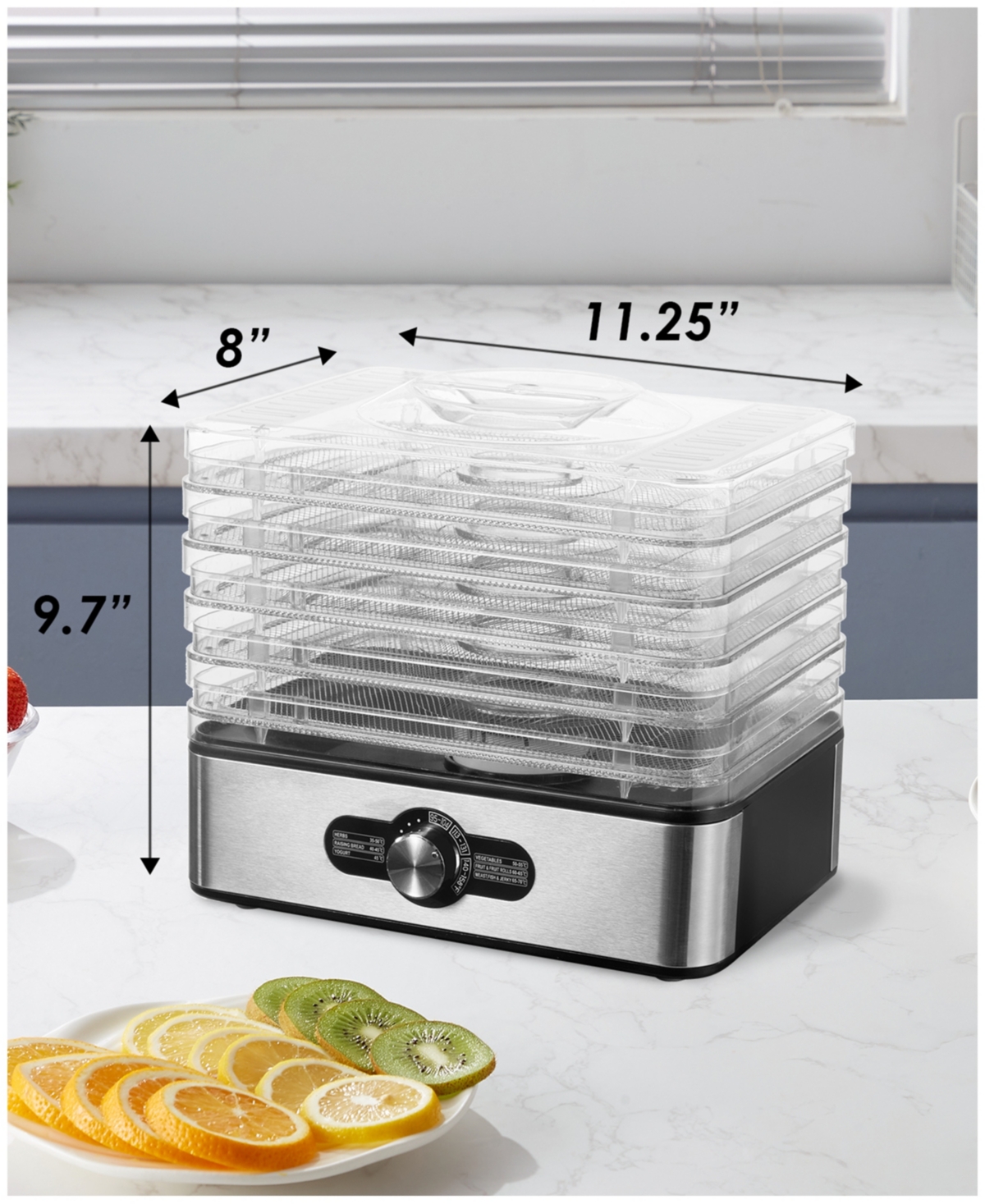 Elite Cuisine 5 Stainless Steel Tray Food Dehydrator In Stainless Steel