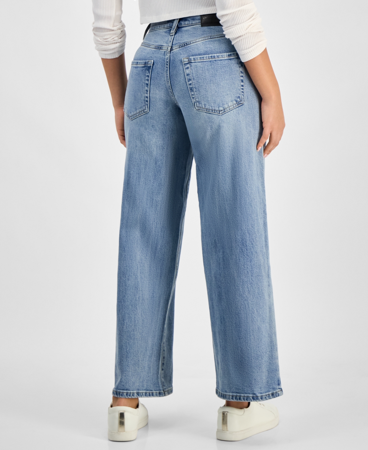 DKNY JEANS PETITE HOUSTON HIGH-RISE WIDE-LEG JEANS 