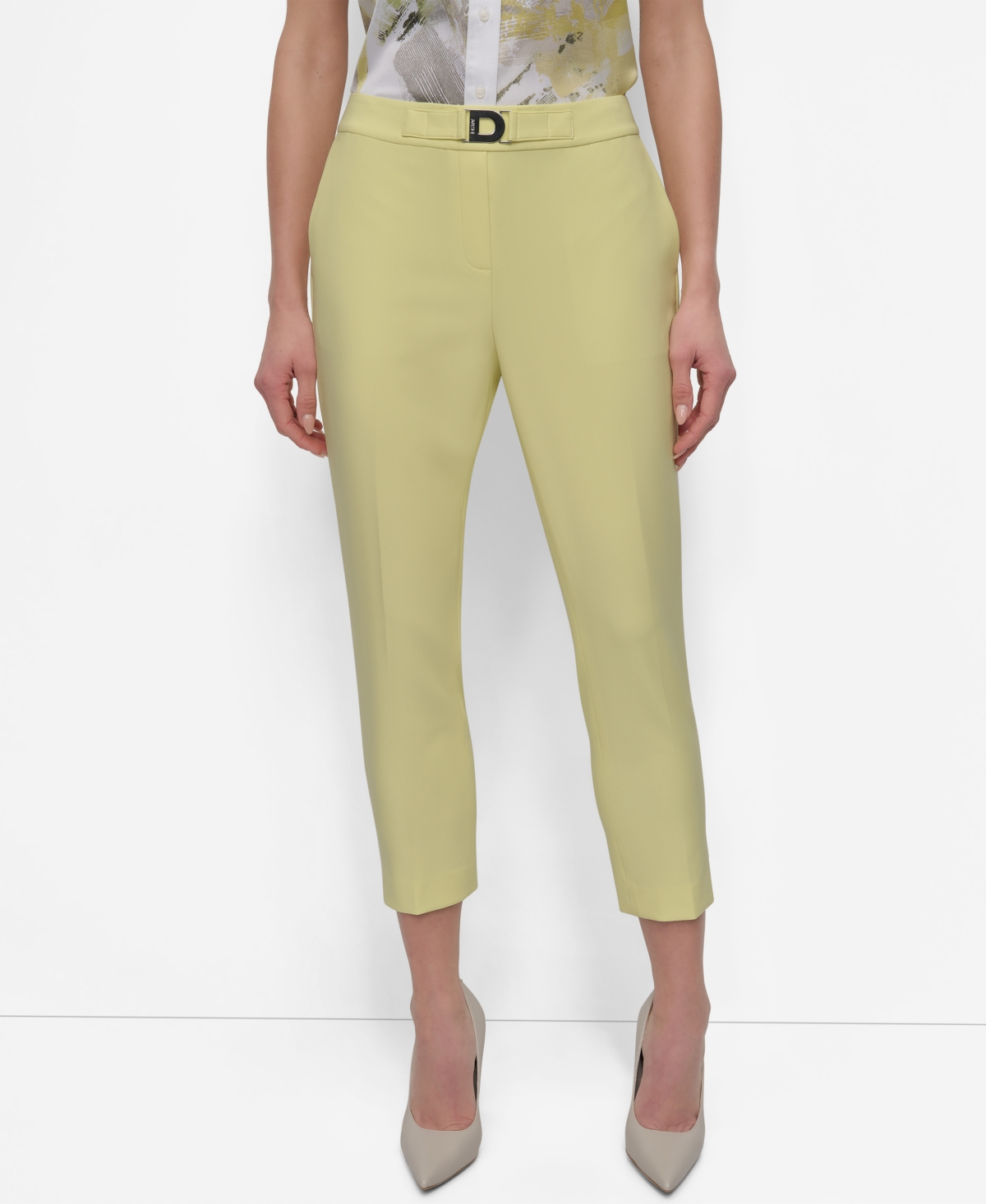 Women's Flat-Front Straight-Leg Ankle Pants - Light Lemon