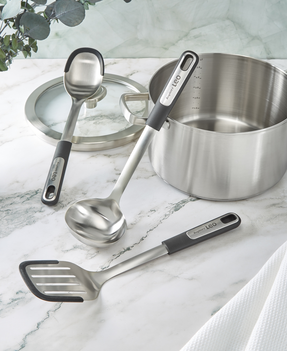 Berghoff Leo Graphite 3-pc. Stainless Steel Utensil Set In Black
