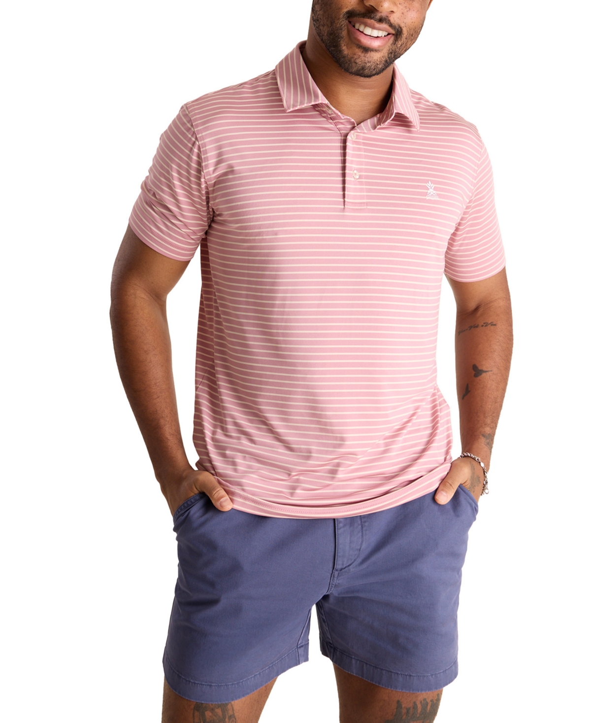 Men's The Newbie Short Sleeve Striped Polo Shirt - Pastel Pink