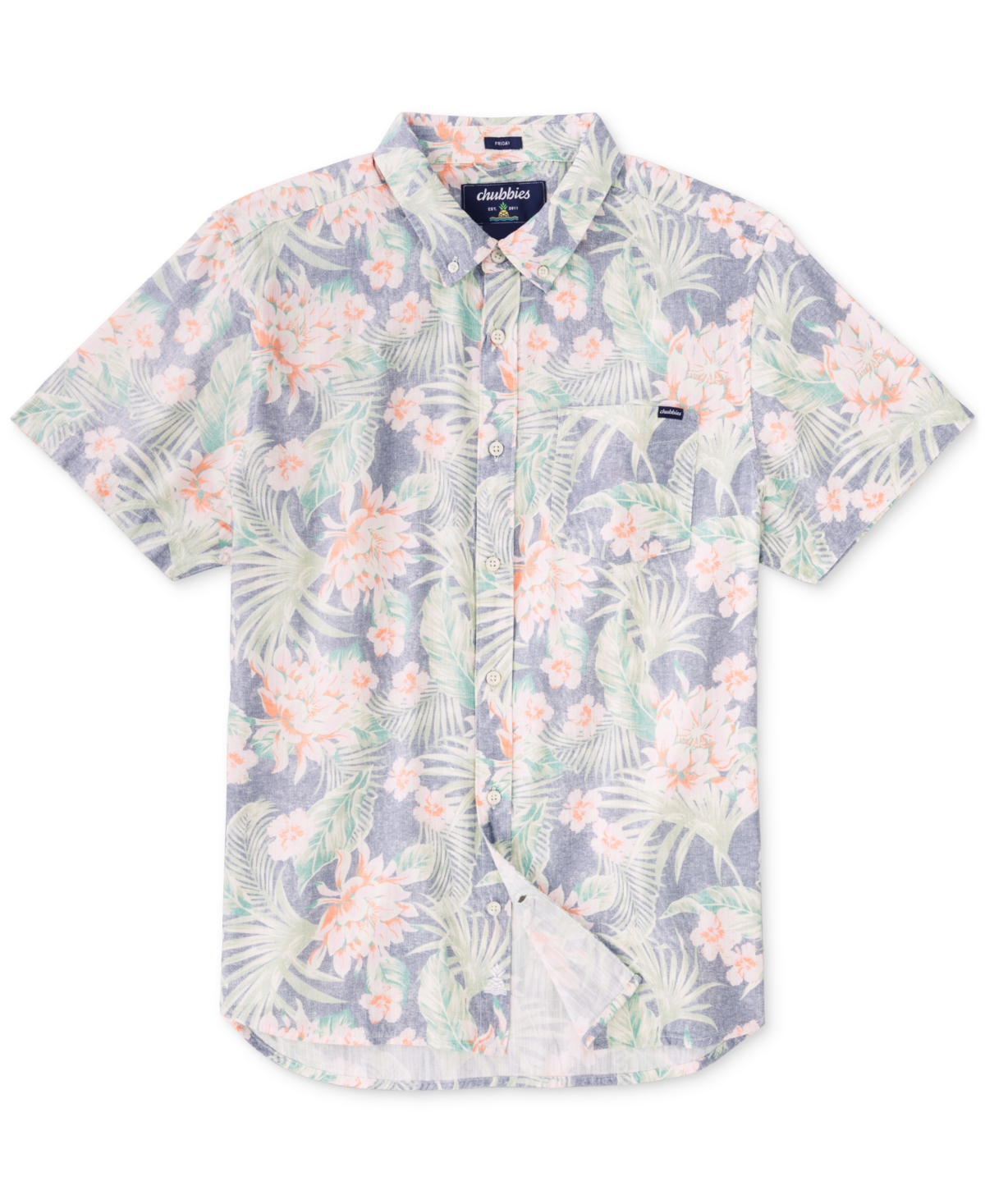 CHUBBIES MEN'S THE RESORT WEAR SHORT SLEEVE FLORAL PRINT BUTTON-DOWN SHIRT 