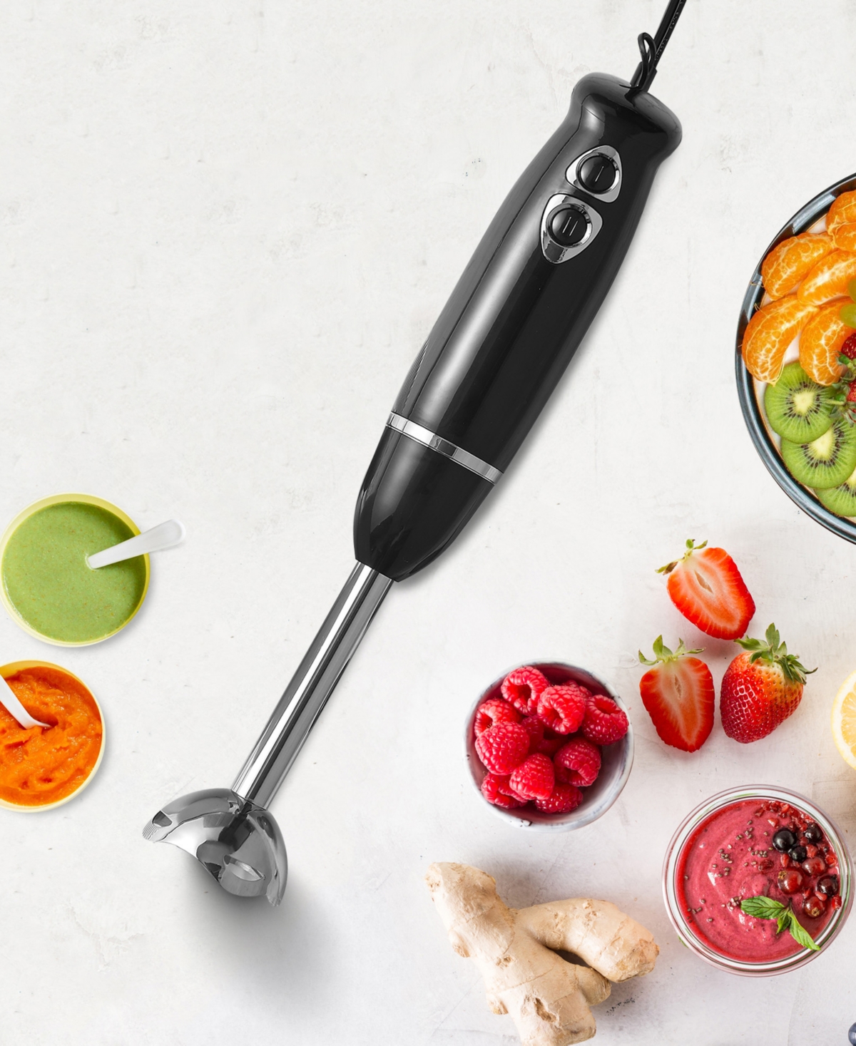 Elite Cuisine 2-speed 500 Watts Hand Blender Ehb1515 In Black,stainless Steel