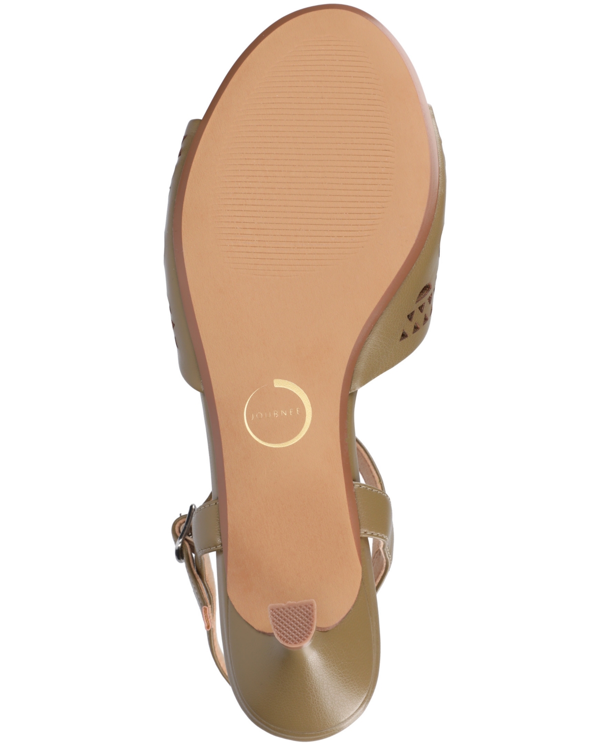 Shop Journee Collection Women's Jessly Perforated Kitten Heel Dress Sandals In Olive