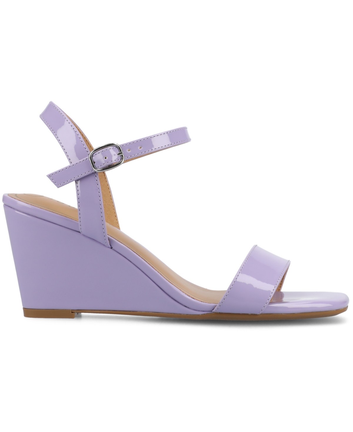 Journee Collection Women's Clayr Ankle Strap Wedge Sandals In Lilac Patent