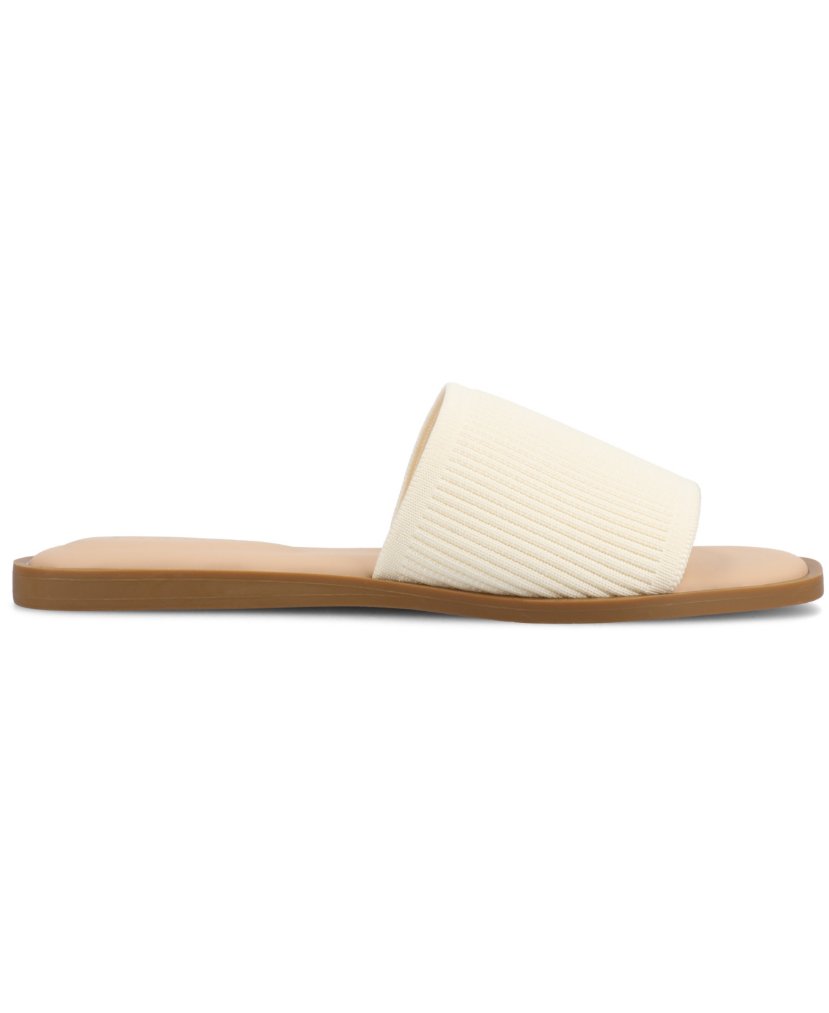 Journee Collection Women's Prisilla Single Band Slide Flat Sandals In Bone