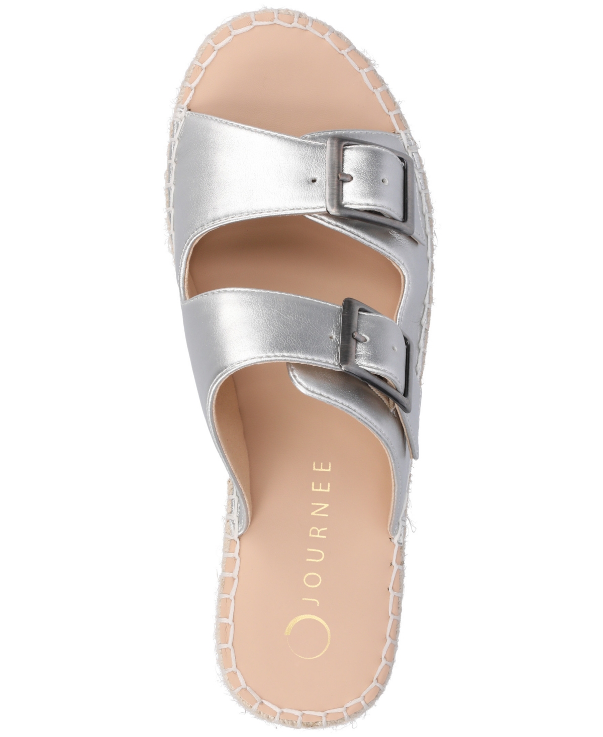 Journee Collection Women's Tresah Double Strap Espadrille Sandals In Silver