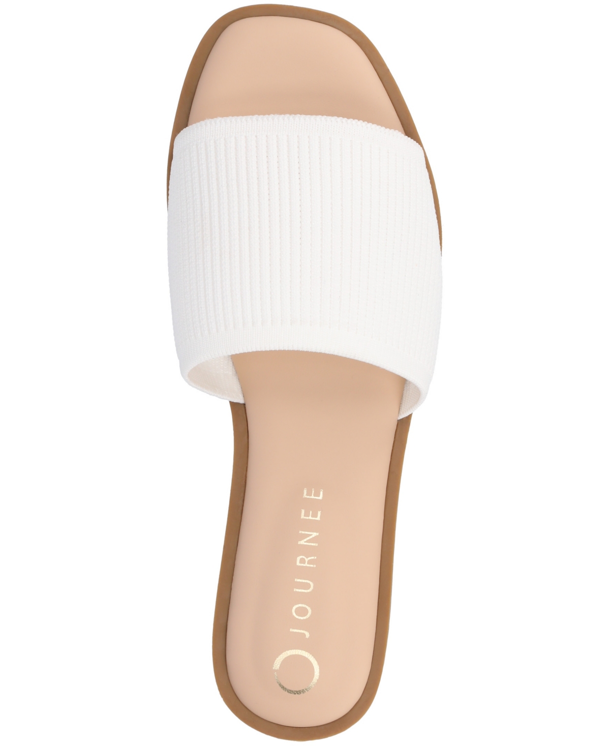 Journee Collection Women's Prisilla Single Band Slide Flat Sandals In White