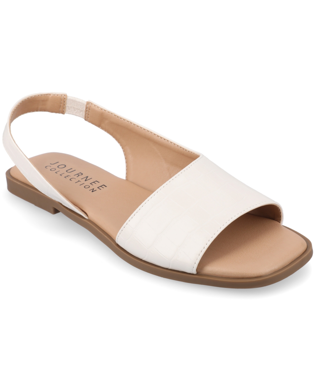 Journee Collection Women's Brinsley Slingback D'orsay Flat Sandals In White