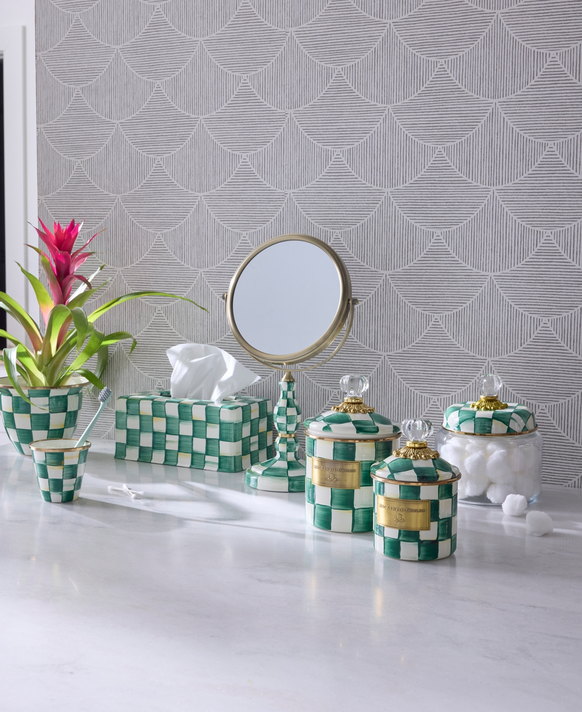 Mackenzie-childs Emerald Check Small Canister