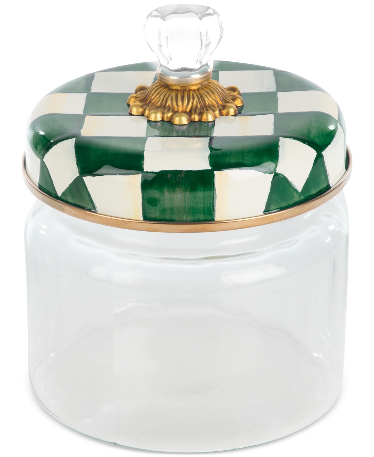 Mackenzie-childs Emerald Check Small Kitchen Canister