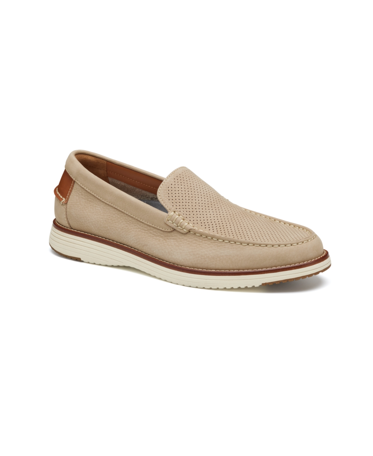 Johnston & Murphy Men's Upton Perforated Venetian Loafer In Taupe Nubuck