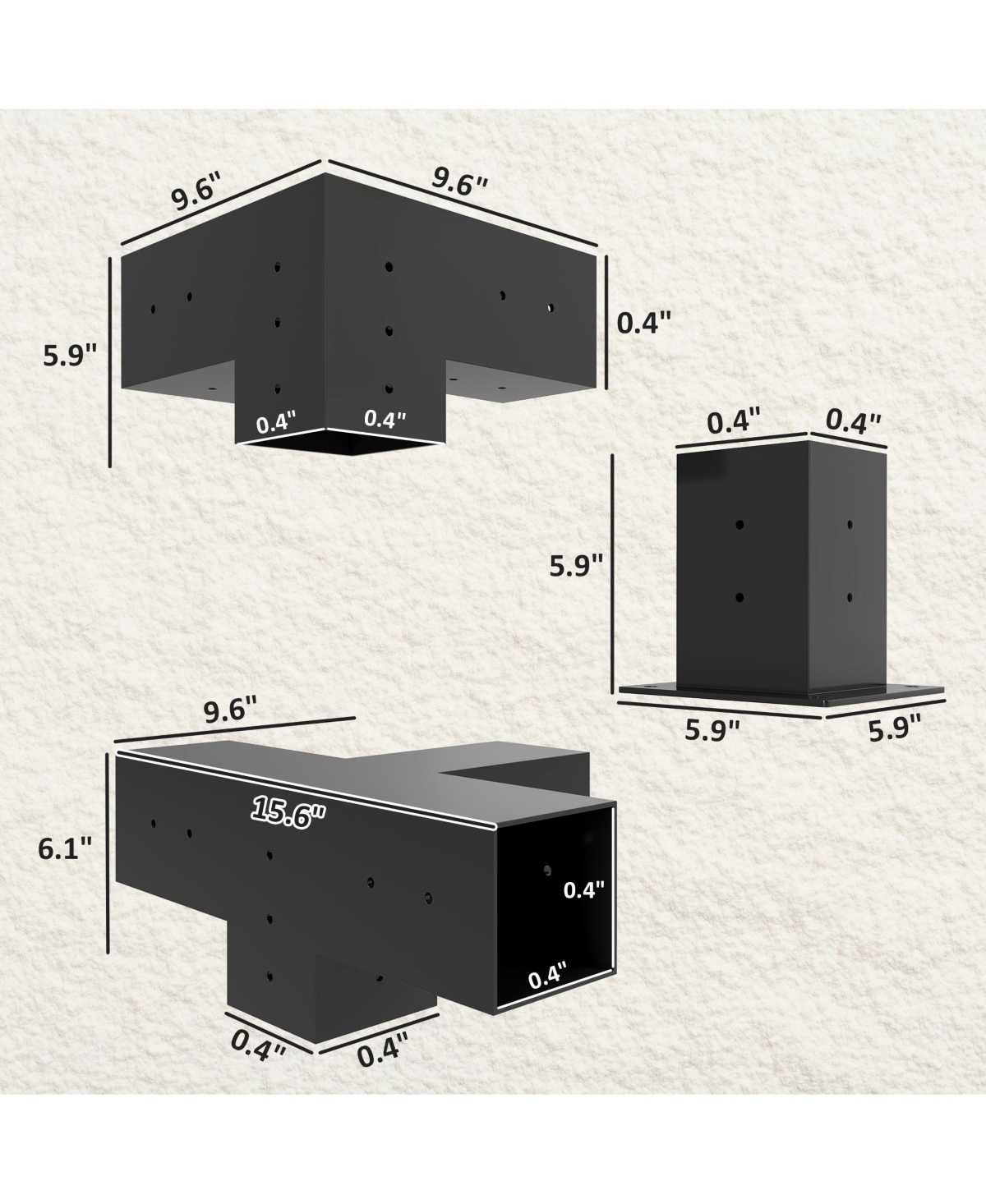 12PCS Pergola Kit Brackets for 4"x4" (Actual 3.6"x3.6") Lumber - Black