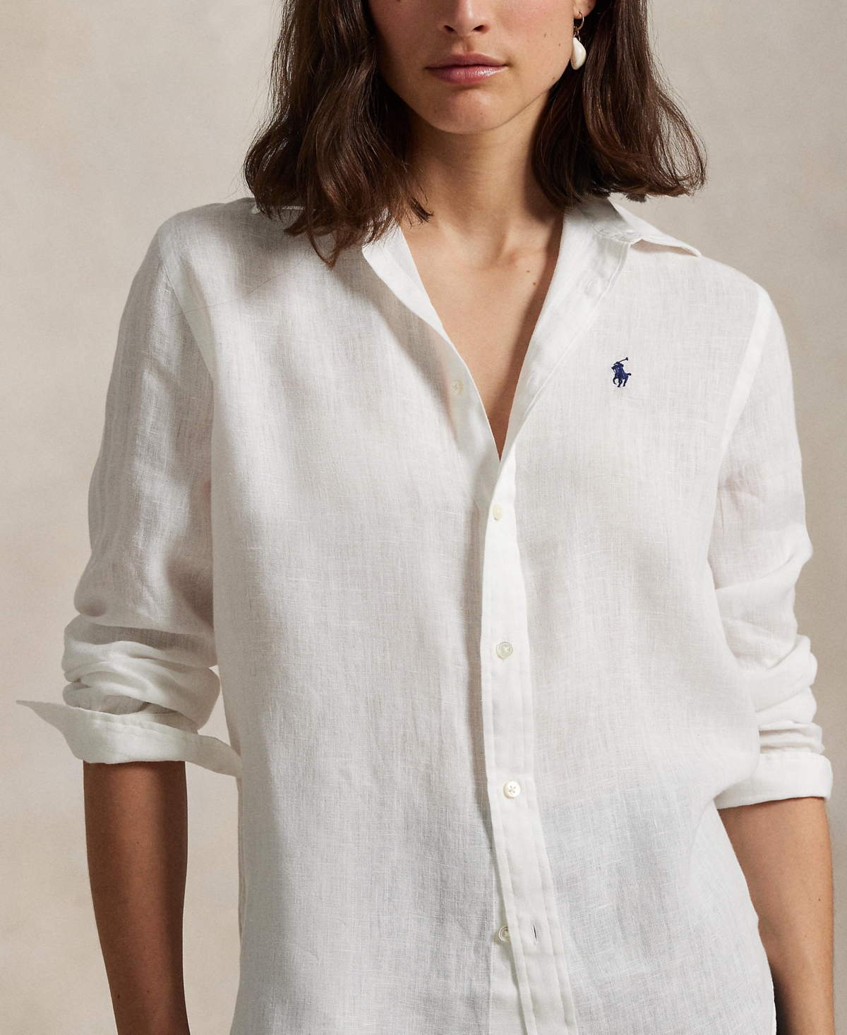 Polo Ralph Lauren Women's Classic-fit 100% Linen Shirt In White