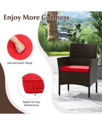 4 Piece Outdoor Rattan Furniture Set with Glass Coffee Table