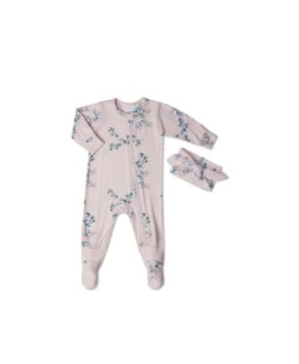 Baby Grey By Everly Grey Baby Girls Grey by Everly Grey Zip Long Sleeve Footie Head Wrap Set - Lily 19$
