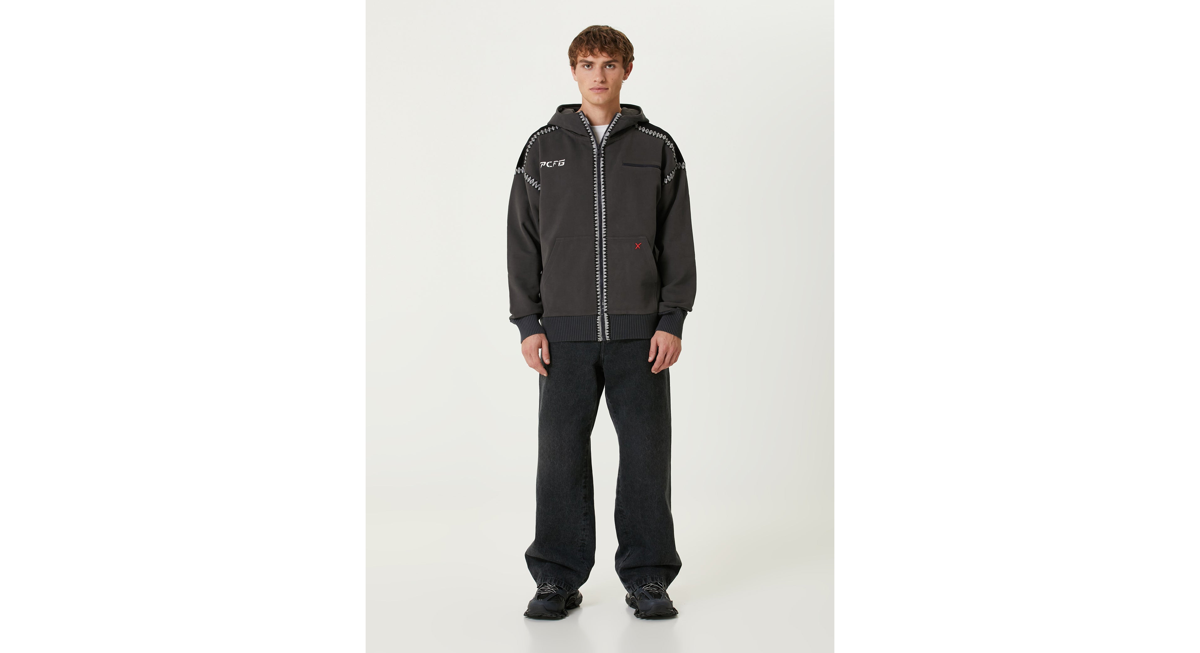 Pcfg Men's Crochet Zip Up Hoodie