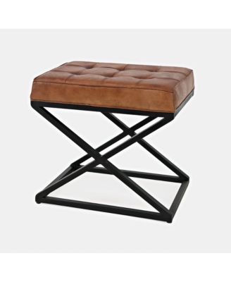 Global Archive Distressed Genuine Leather Ottoman Stool