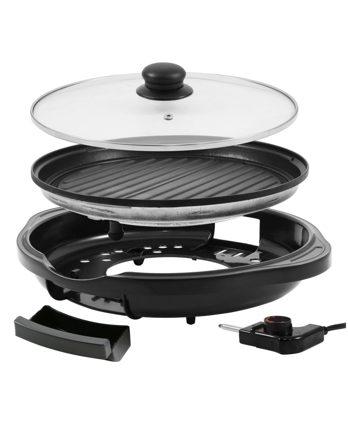 Elite Cuisine 11" Electric Indoor Grill With Tempered Glass Lid In Black