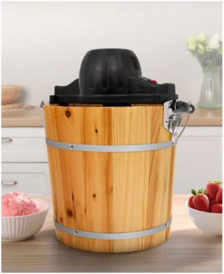 4 Quart Old Fashioned Pine Bucket Electric/Manual Ice Cream Maker