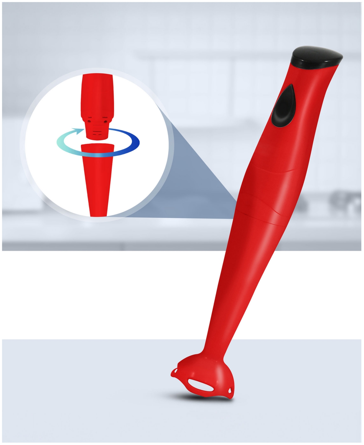 Elite Cuisine Hand Blender With Detachable Wand In Red