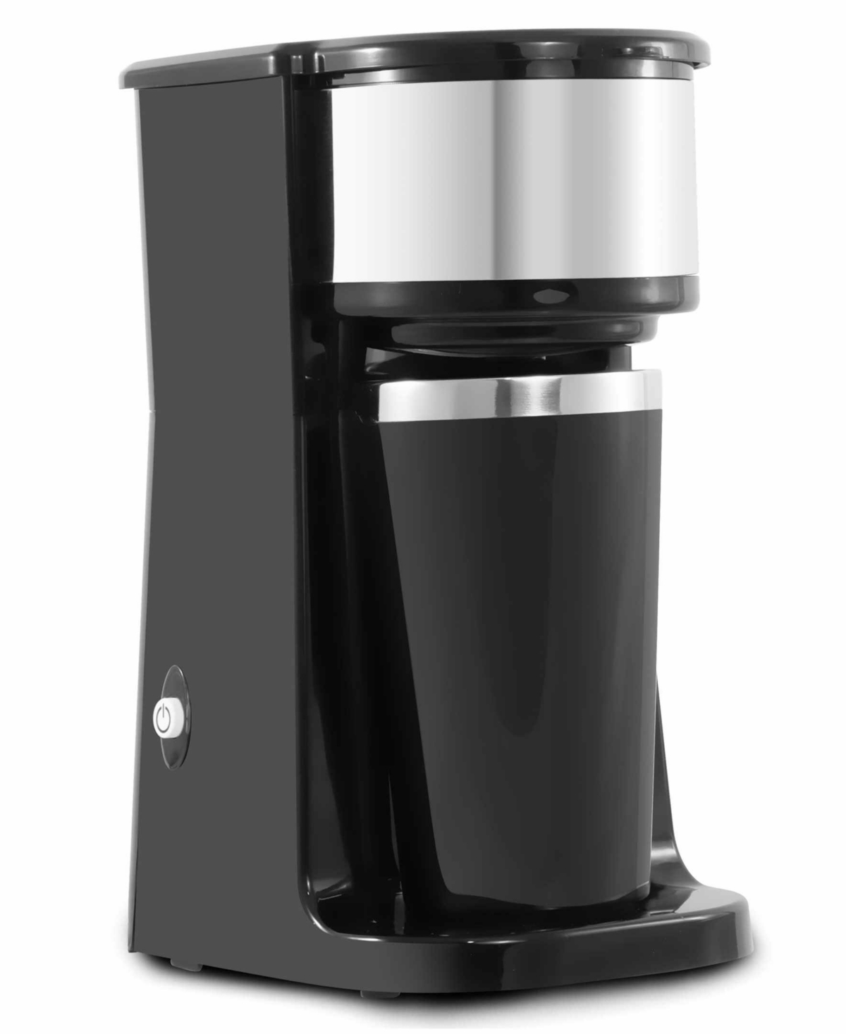 Elite Cuisine Personal Coffee Maker With Stainless Steel Interior Travel Mug In Black