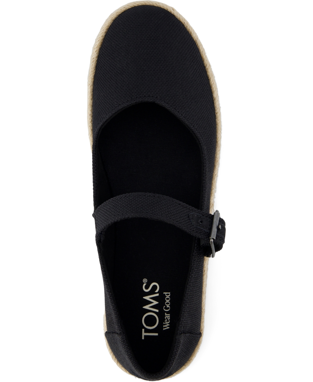 Toms Carolina Mary Jane Shoe In Black Heavy Canvas