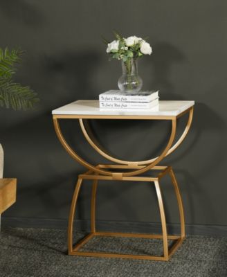16" Marble Norman Wyatt Home Loren Elliptical Side Table