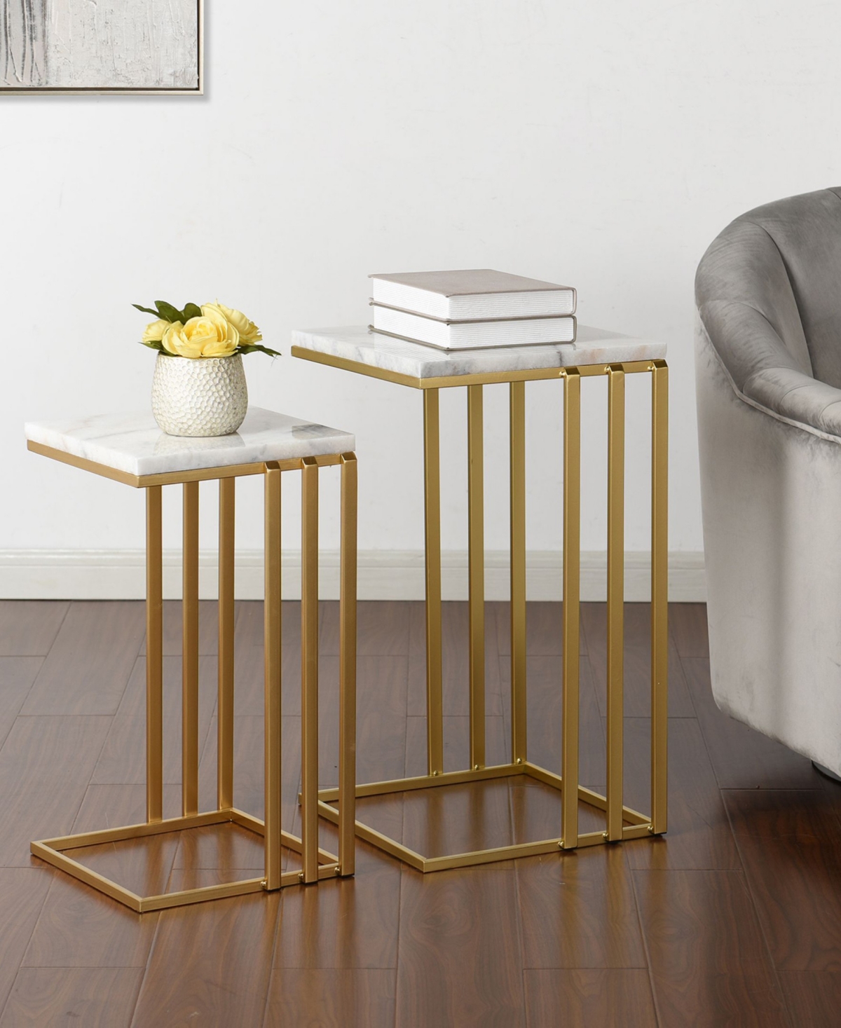 Stylecraft Home Collection 2-pc. Marble Angie Glam Table In Antique Gold