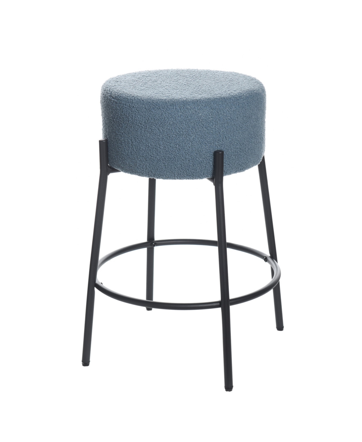Stylecraft Home Collection 26" Soloist Boucle Upholstered Minimalist Counter Stool In Sky Blue