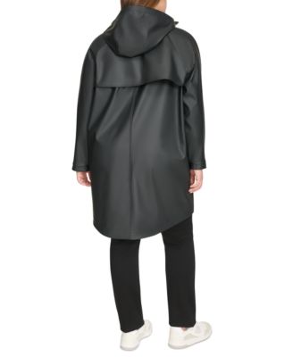 Plus Size Raglan-Sleeve Hooded Rain Jacket