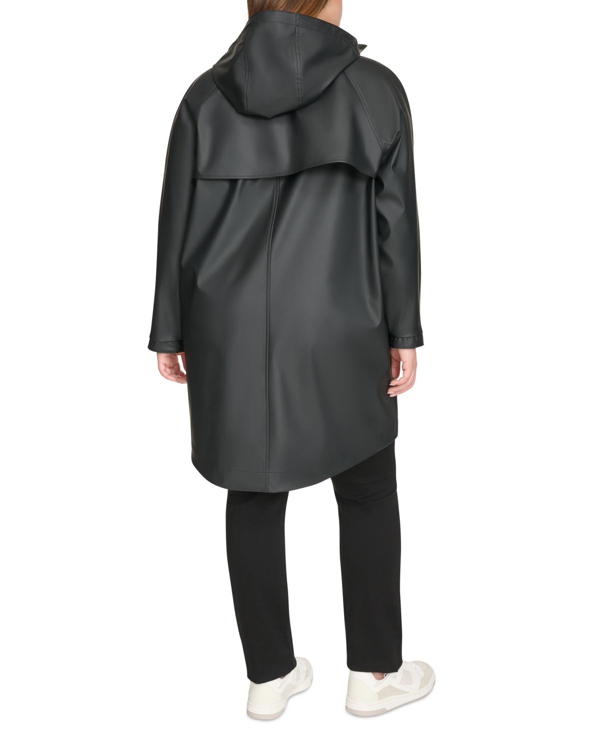 Levi's Plus Size Raglan-sleeve Hooded Rain Jacket In Black