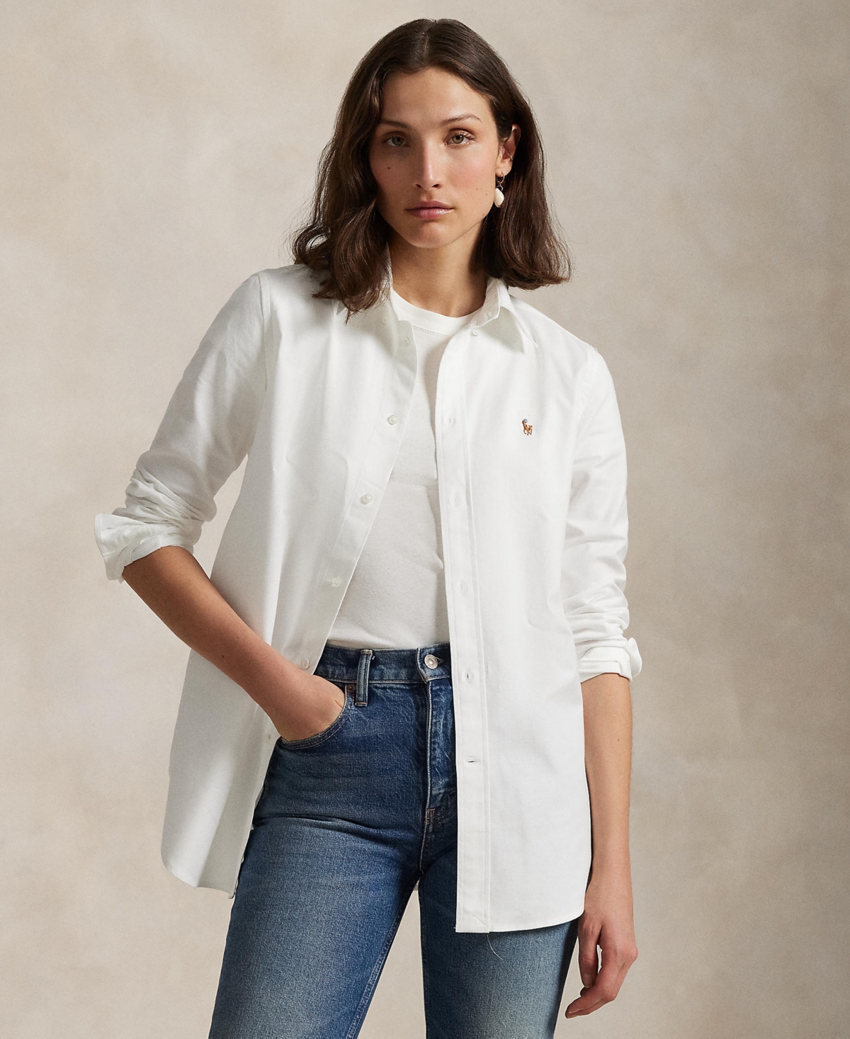 POLO RALPH LAUREN WOMEN'S STRETCH SLIM FIT OXFORD SHIRT 
