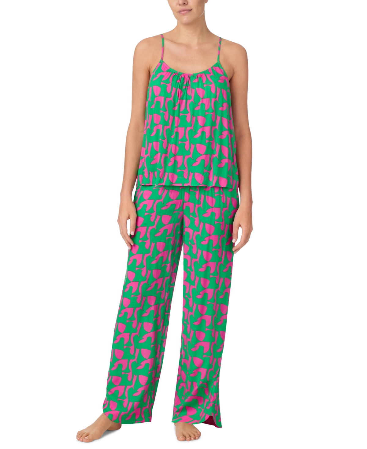 Sanctuary Women's Camisole & Pants Pj Set In Pink,green Geo Print