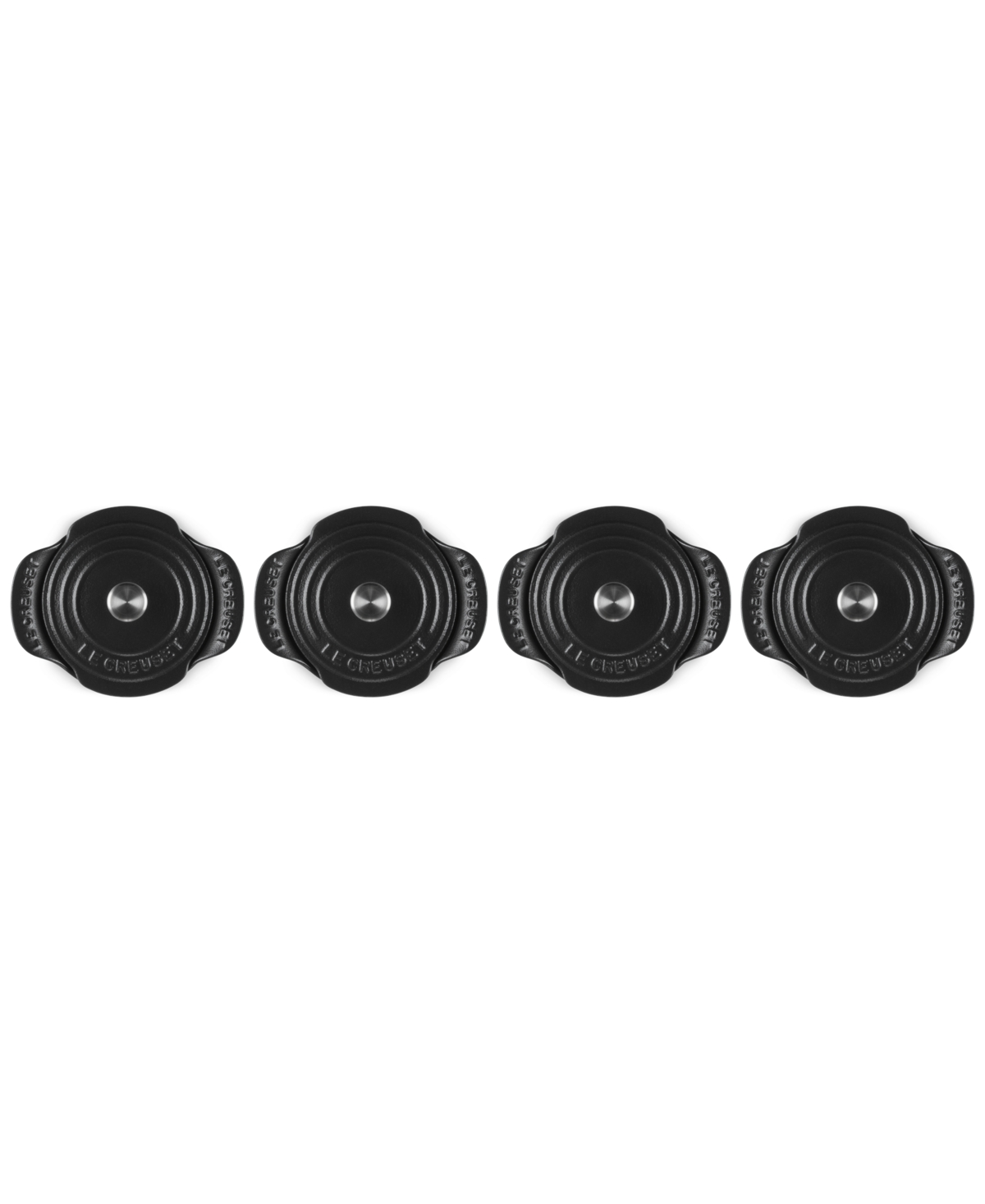 Le Creuset Enameled Cast Iron Covered Mini Round Cocottes, Set Of 4 In Matte Black