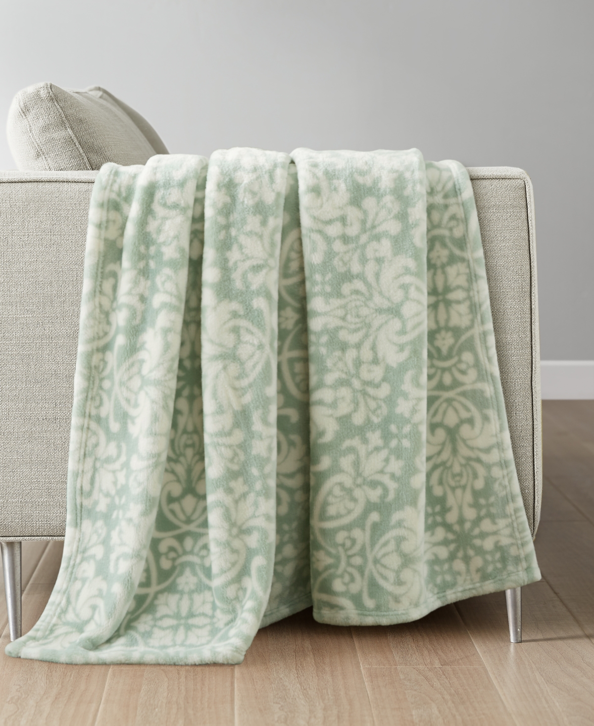 Premier Comfort Cozy Plush Printed Throw, 50" X 70", Exclusively At Macy's In Green Medallion