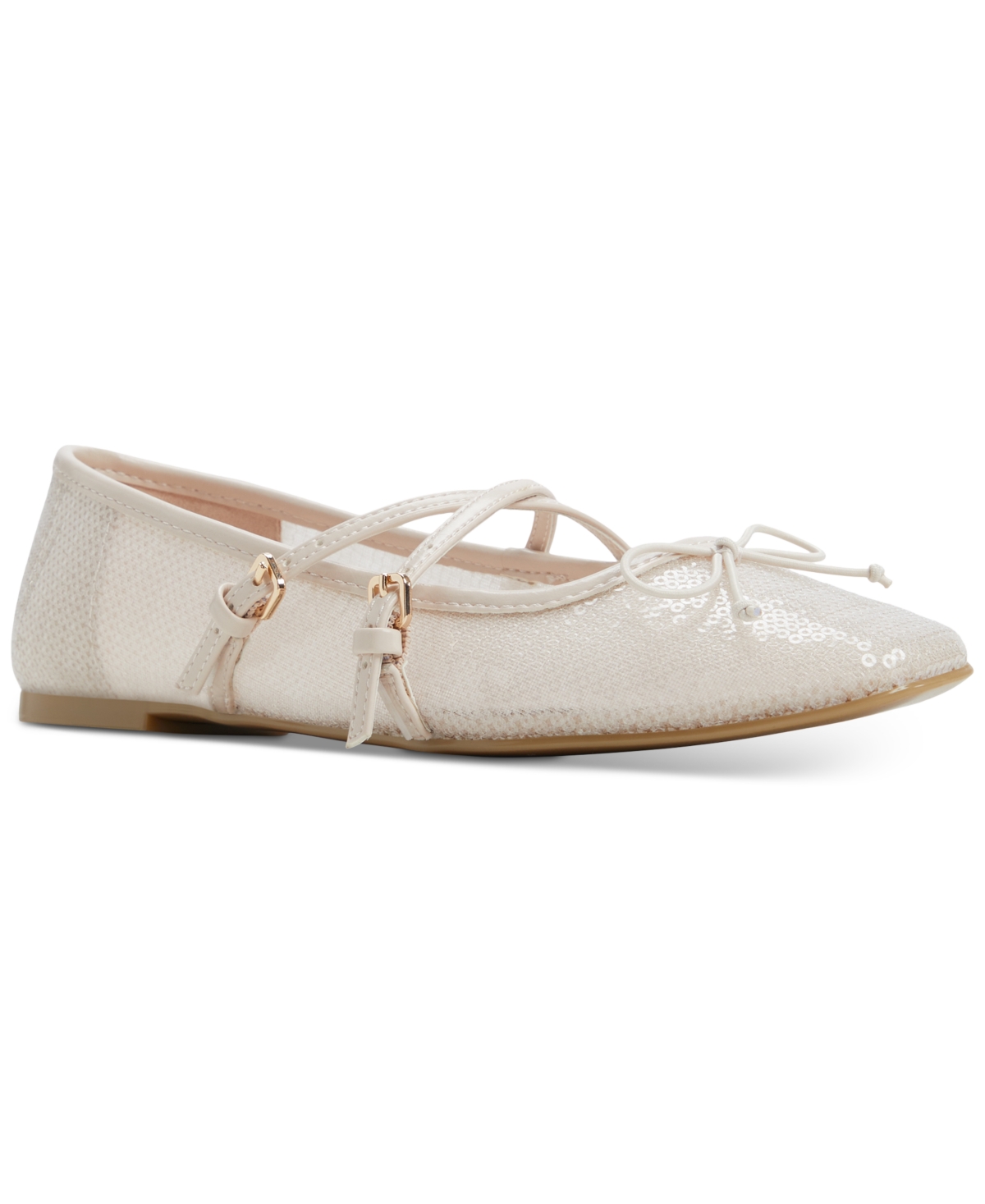 Shop Aldo Women's Amberlee Cross Strap Ballet Flats In Grey Mesh