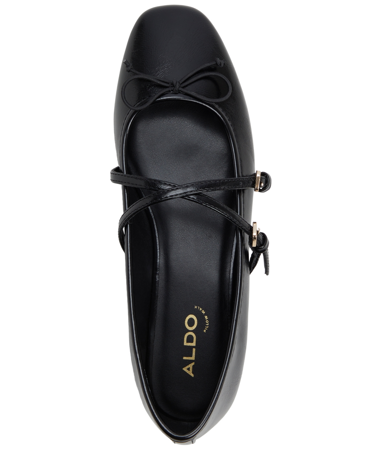 Shop Aldo Women's Amberlee Cross Strap Ballet Flats In Black Textured