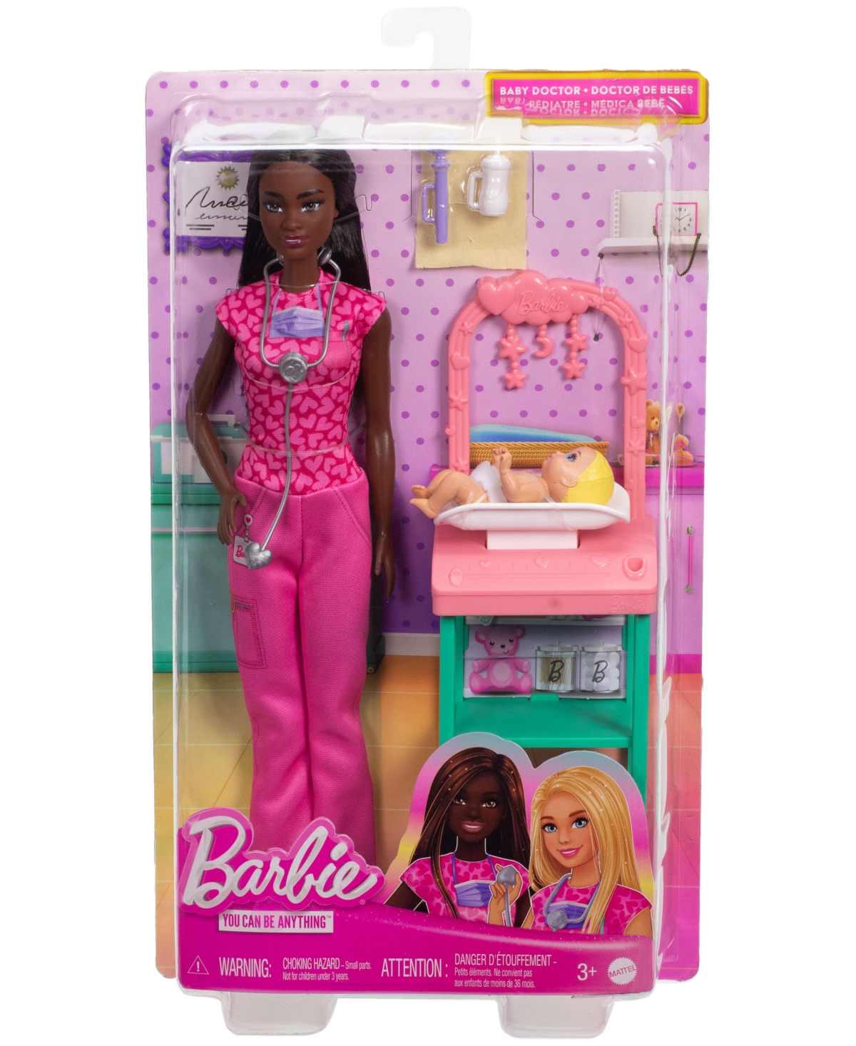 Shop Barbie Baby Doctor Doll With Brunette Fashion Doll, 1 Baby Doll, Furniture & Accessories In Multi-color